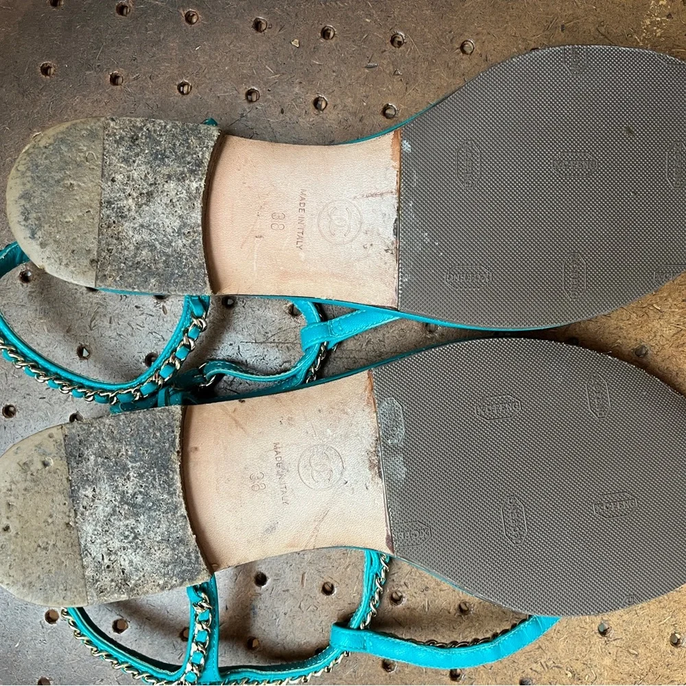 Taking offers! Tiffany blue Chanel sandals 38